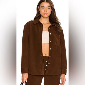 DONNI. polar fleece shirt jacket in chocolate XS NWT